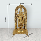 Vishnu Lakshmi Idol With Arch Standing On Chowki - 26 x 12 Inches | Antique Brass Idol/ Balaji Murti With Laxmi Idol - Retail Maharaj