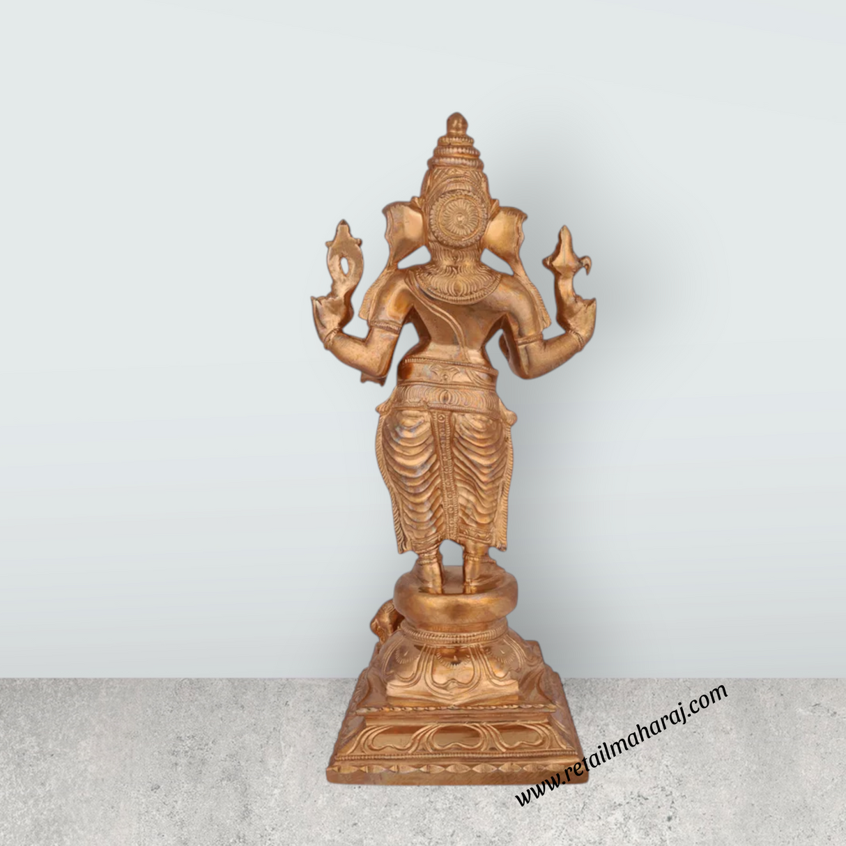 Ganesha Standing On Base Murti - 10.5 x 5 Inches | Panchaloha Idol/ Ganapathi Statue Decor for Home & Pooja - Retail Maharaj