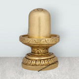 Shiv Ling Murti With Nandi Face Avudaiyar - 3.25 x 3.5 Inches | Antique Brass Shiva Lingam Statue for Pooja