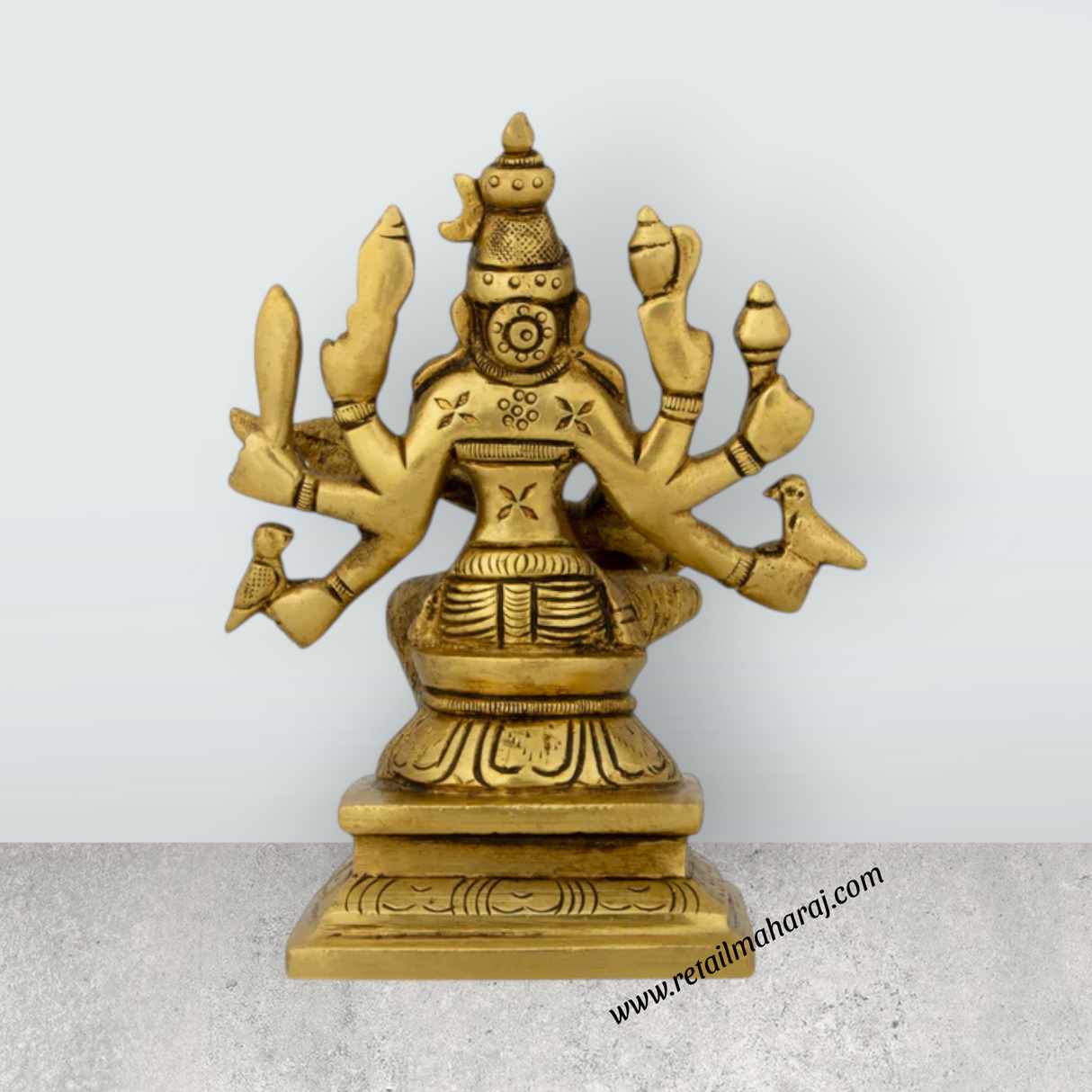 Raja Matangi Devi Murti Sitting On Base - 5 x 4 Inches | Antique Brass Idol/ Matangi Murti for Pooja
