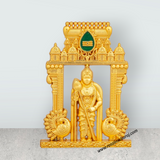 Murugan Statue With Temple Design Arch - 3 x 2.25 Inches | Zinc Kartikeya Statue/ Murugan Silai for Table Top - Retail Maharaj