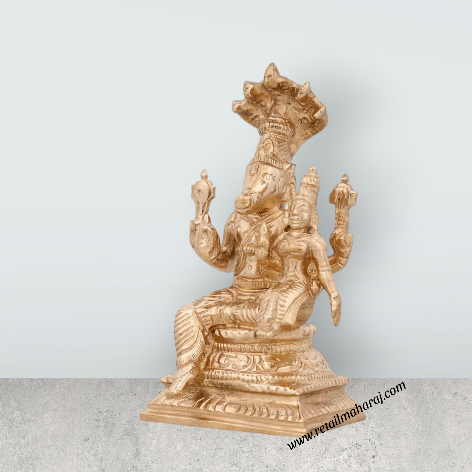 Lakshmi Hayagriva Statue With Sheshnag - 3.75 x 2 Inches | Panchaloha Statue/ Lakshmi Hayagreevar Idol for Pooja - Retail Maharaj