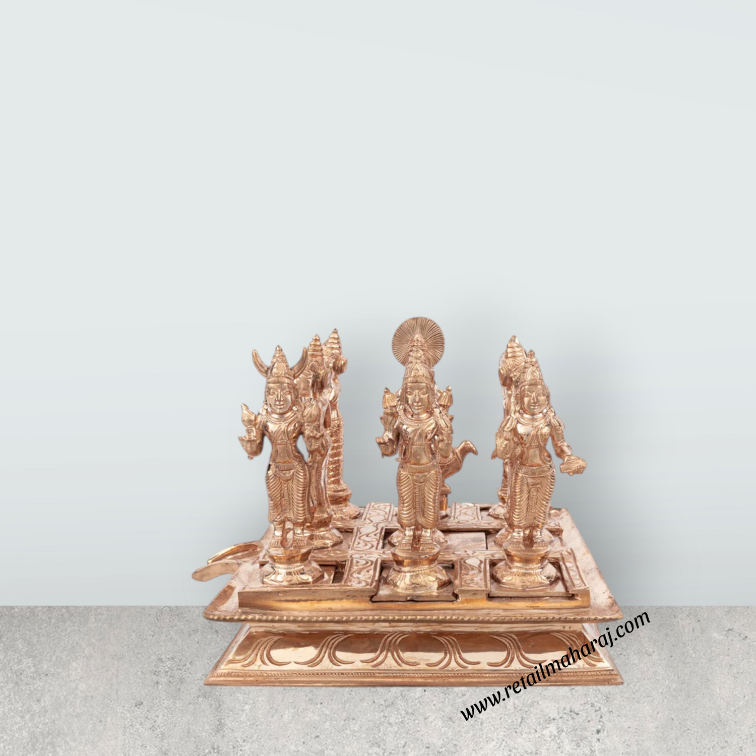 Nav Grah Murti With Peedam Set | Panchaloha Statue/ Navagraha Idol/ Navgrah Murti for Pooja - Retail Maharaj