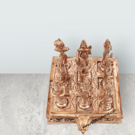 Nav Grah Murti With Peedam Set | Panchaloha Statue/ Navagraha Idol/ Navgrah Murti for Pooja - Retail Maharaj