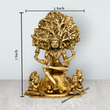 Dakshinamurthy Vigraham With Tree - 7 x 5 Inches | Antique Brass Idol/ Dakshinamurti Statue for Pooja