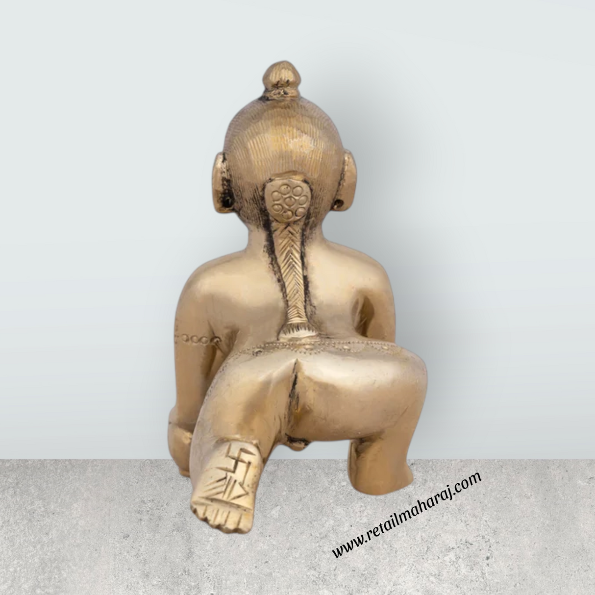 Crawling Krishna Murti With Mukut - 3.75 x 3 Inches | Brass Idol/ Krishna Idol/ Laddu Gopal Murti for Worship