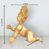 Crawling Krishna Murti With Mukut - 3.75 x 3 Inches | Brass Idol/ Krishna Idol/ Laddu Gopal Murti for Worship