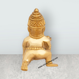 Crawling Krishna Murti With Mukut - 3.75 x 3 Inches | Brass Idol/ Krishna Idol/ Laddu Gopal Murti for Worship