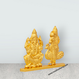 Ganesh Murti And Murugan Murti With Base - 2.25 x 3 Inches | Zinc And Gold Polish Showpiece for Car Decor - Retail Maharaj