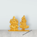 Ganesh Murti And Murugan Murti With Base - 2.25 x 3 Inches | Zinc And Gold Polish Showpiece for Car Decor - Retail Maharaj