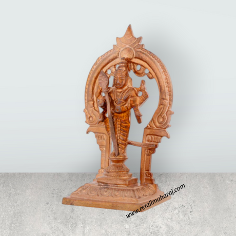 Murugan Statue With Arch – 3.5 x 2 Inches Copper Kartikeya Statue for Worship - Retail Maharaj