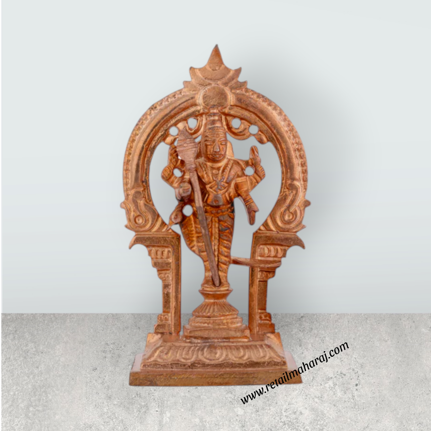 Murugan Statue With Arch – 3.5 x 2 Inches Copper Kartikeya Statue for Worship - Retail Maharaj