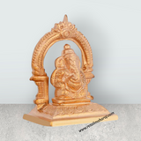 Ganesh Murti With Arch - 2.5 x 1.75 Inches | Copper Idol/ Ganpati Murti Sitting On Base for Pooja - Retail Maharaj