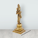 Meenakshi Amman Statue Standing On Base - 9 X 3 Inches | Meenakshi Amman Idol/ Antique Brass Idol For Temple Pooja - Retail Maharaj