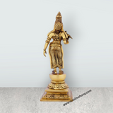 Meenakshi Amman Statue Standing On Base - 9 X 3 Inches | Meenakshi Amman Idol/ Antique Brass Idol For Temple Pooja - Retail Maharaj