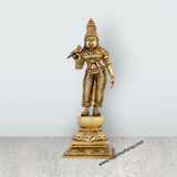 Meenakshi Amman Statue Standing On Base - 9 X 3 Inches | Meenakshi Amman Idol/ Antique Brass Idol For Temple Pooja - Retail Maharaj