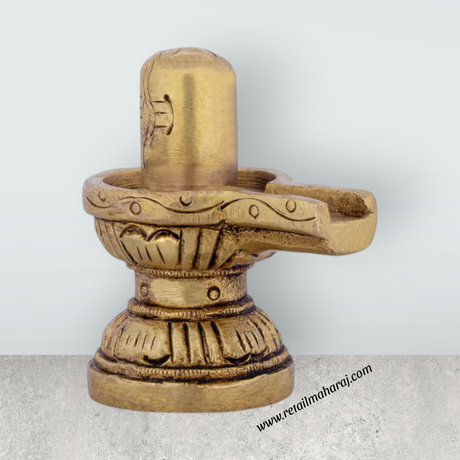 Shiv Ling Murti - 1.75 X 1.75 Inches | Shiva Lingam Statue/ Shiv Ling Statue/ Antique Brass Idol For Worship - Retail Maharaj