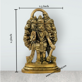 Panchmukhi Hanuman Murti - 2.5 X 1.5 Inches | Antique Brass Idol/ Standing 5 Face Anjaneya Statue For Worship - Retail Maharaj