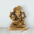 Ganesh Pagidi - 3 x 2.5 Inches | Antique Brass Statue/ Ganesh Murti for Pooja/ 505 Gms Approx - Retail Maharaj