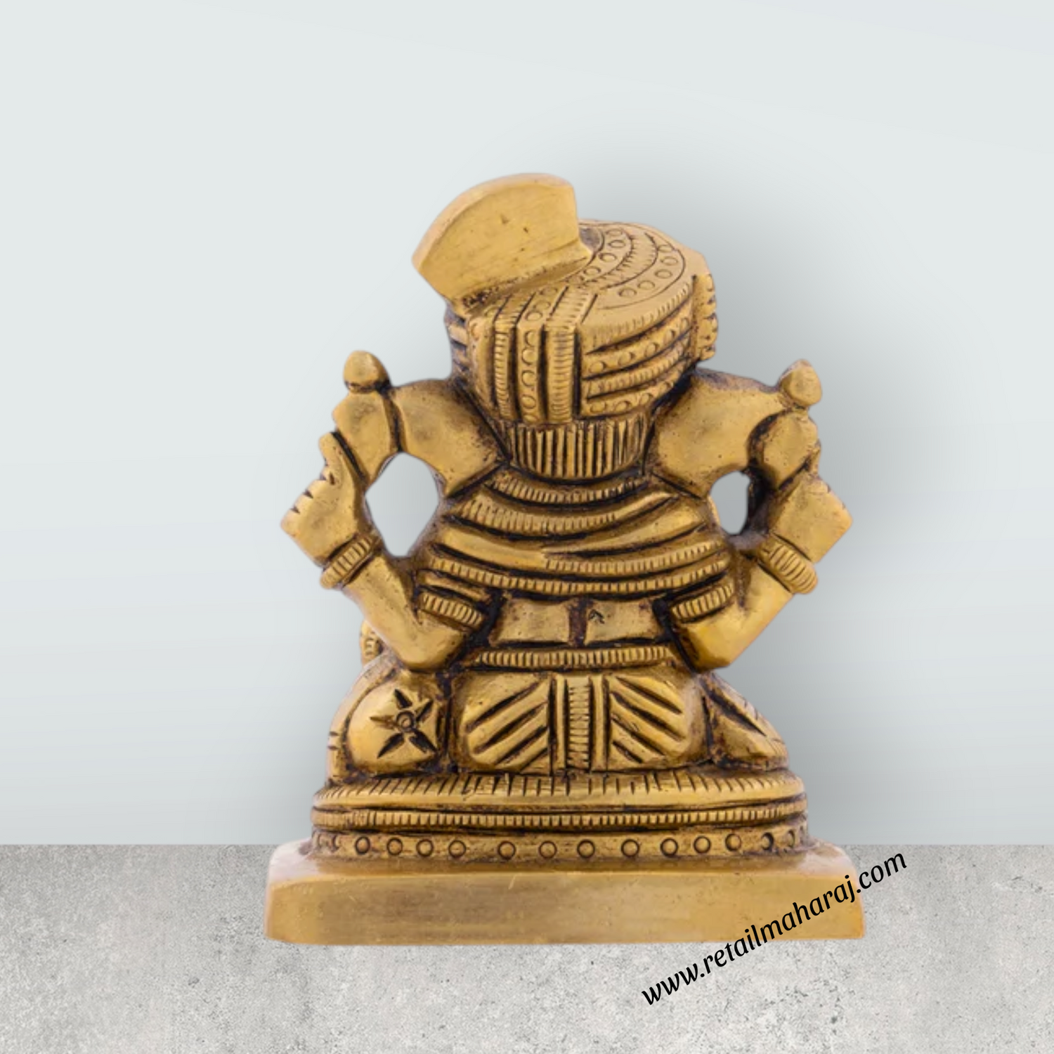 Ganesh Pagidi - 3 x 2.5 Inches | Antique Brass Statue/ Ganesh Murti for Pooja/ 505 Gms Approx - Retail Maharaj