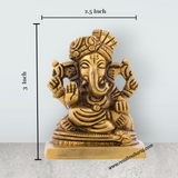 Ganesh Pagidi - 3 x 2.5 Inches | Antique Brass Statue/ Ganesh Murti for Pooja/ 505 Gms Approx - Retail Maharaj