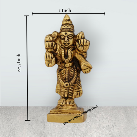 Kannika Parameshwari Amman Standing On Base - 2.25 X 1 Inches | Antique Brass Idol/Kanyaka Parameshwari For Pooja - Retail Maharaj