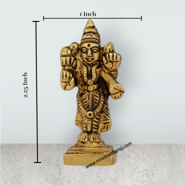 Kannika Parameshwari Amman Standing On Base - 2.25 X 1 Inches | Antique Brass Idol/Kanyaka Parameshwari For Pooja - Retail Maharaj