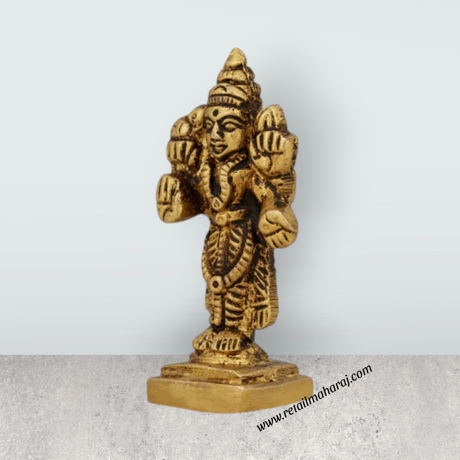 Kannika Parameshwari Amman Standing On Base - 2.25 X 1 Inches | Antique Brass Idol/Kanyaka Parameshwari For Pooja - Retail Maharaj