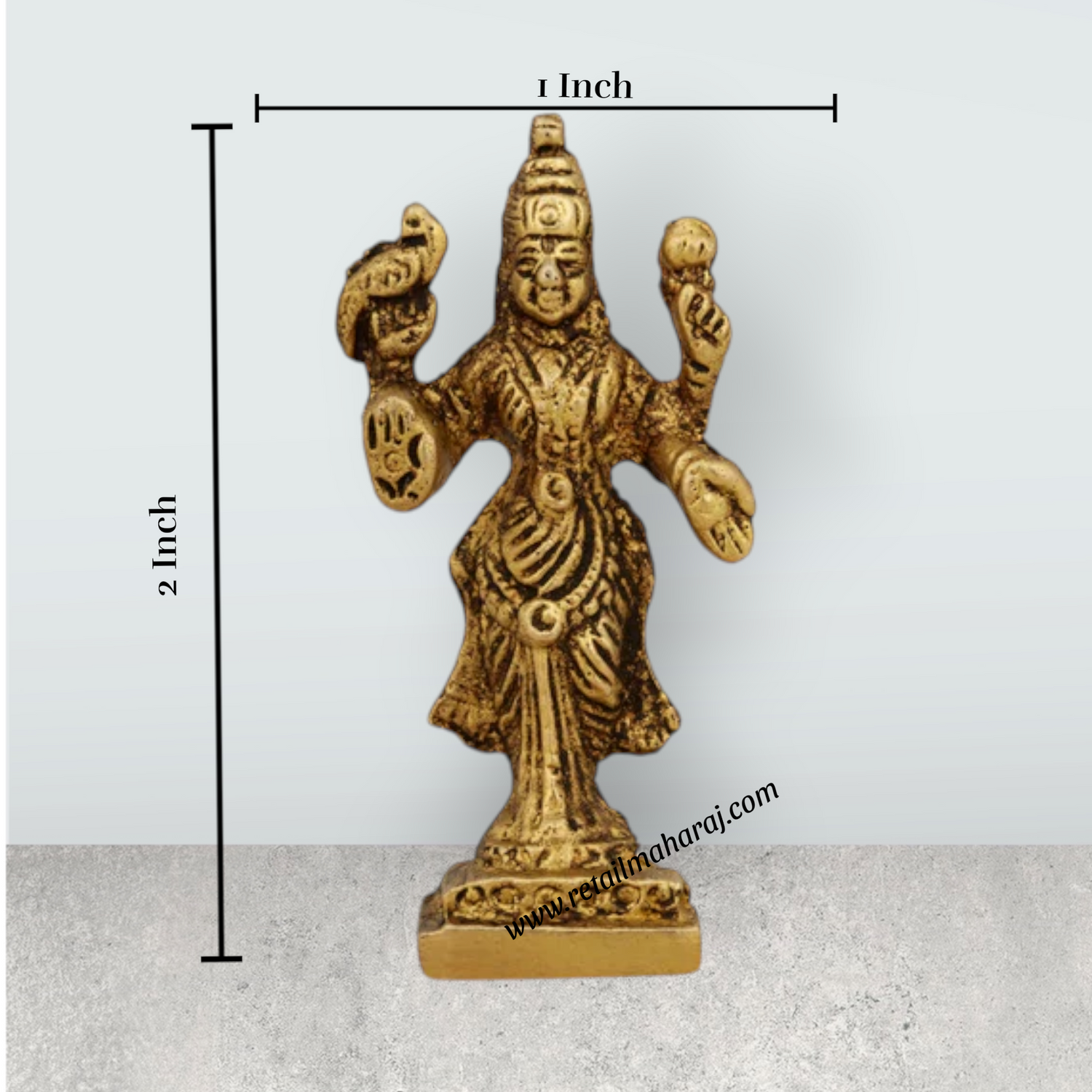 Kannika Parameshwari Amman Standing On Base- 2 X 1 Inches | Antique Brass Idol/ Kanyaka Parameshwari For Pooja - Retail Maharaj