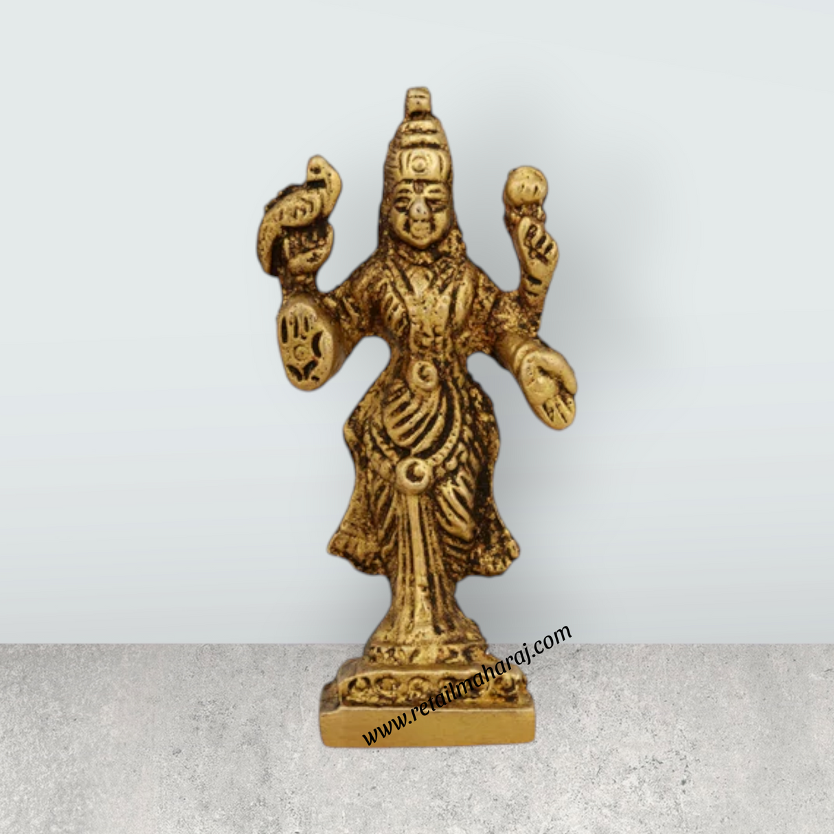 Kannika Parameshwari Amman Standing On Base- 2 X 1 Inches | Antique Brass Idol/ Kanyaka Parameshwari For Pooja - Retail Maharaj