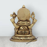 Ganesh Murti - 4 x 3 Inches | Antique Brass Idol/ Ganapati Idol for Pooja/ 2.860 Kgs Approx