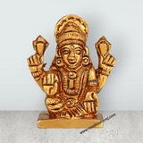 Laxmi Murti Sitting On Base - 1.5 x 1 Inches | Antique Brass Idol/ Lakshmi Murti/ Lakshmi Statue for Pooja - Retail Maharaj