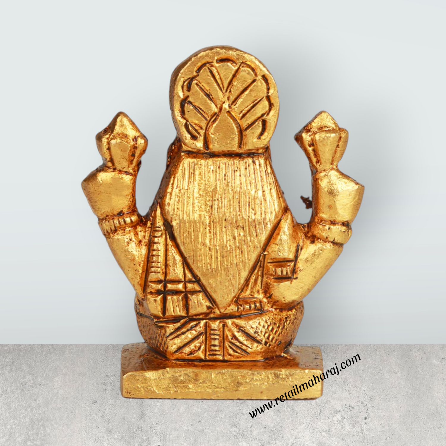 Laxmi Murti Sitting On Base - 1.5 x 1 Inches | Antique Brass Idol/ Lakshmi Murti/ Lakshmi Statue for Pooja - Retail Maharaj