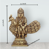 Balamurugan Statue - 3.75 x 3.5 Inches | Antique Brass Idol/ Bala Murugan Statue for Pooja/ 390 Gms Approx