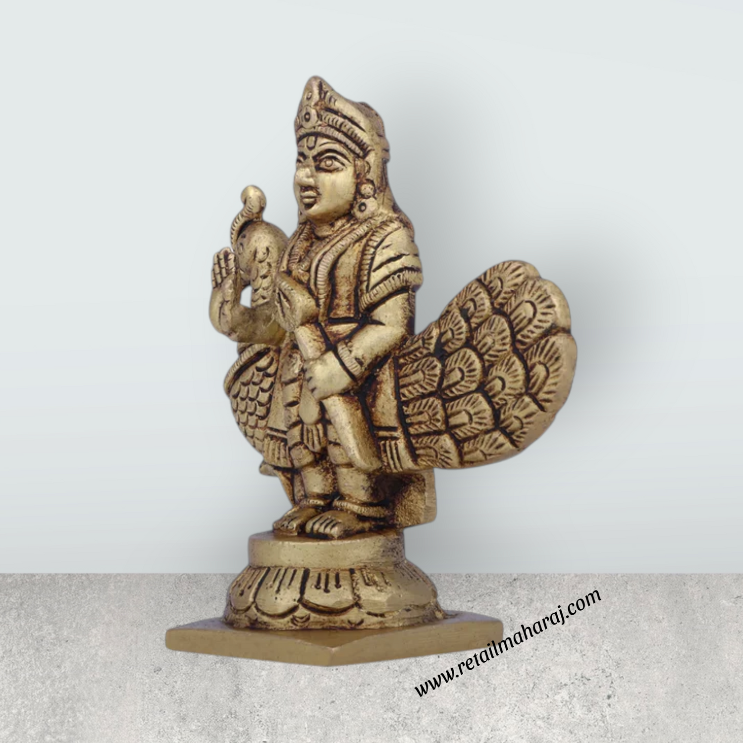 Balamurugan Statue - 3.75 x 3.5 Inches | Antique Brass Idol/ Bala Murugan Statue for Pooja/ 390 Gms Approx