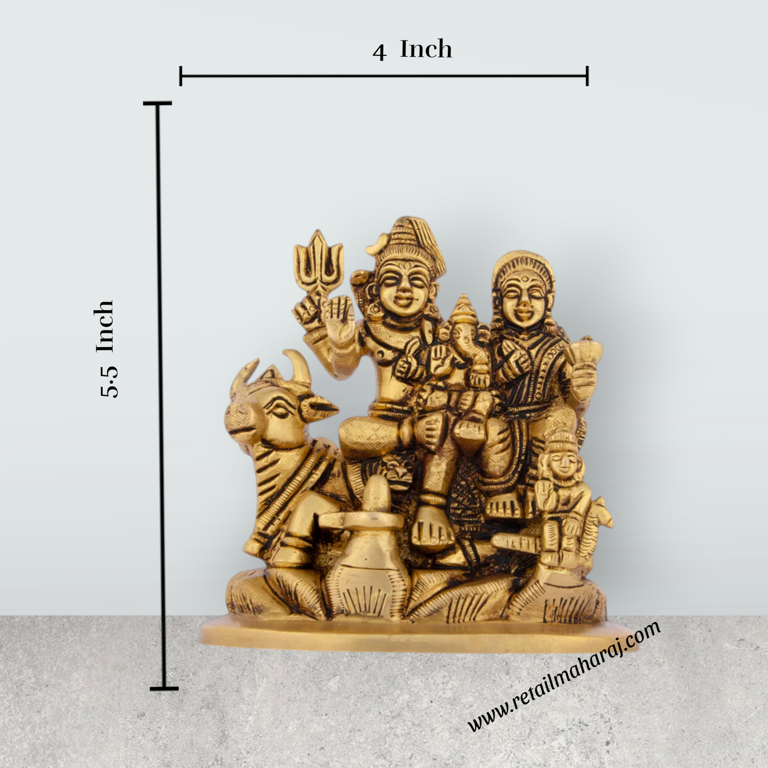 Shivan Family - 5.5 x 4 Inches | Antique Brass Statue/ Sivan Family Statue for Pooja/ 1.345 Kgs Approx - Retail Maharaj
