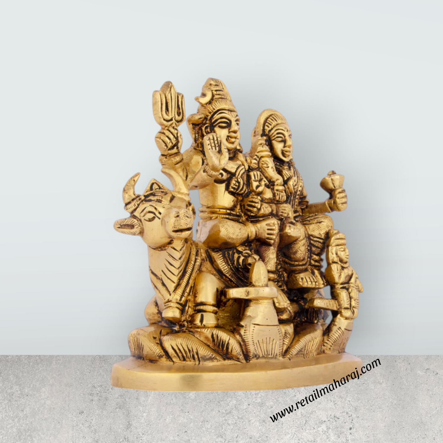 Shivan Family - 5.5 x 4 Inches | Antique Brass Statue/ Sivan Family Statue for Pooja/ 1.345 Kgs Approx - Retail Maharaj