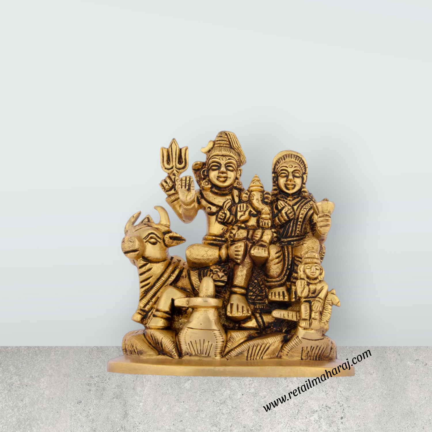Shivan Family - 5.5 x 4 Inches | Antique Brass Statue/ Sivan Family Statue for Pooja/ 1.345 Kgs Approx - Retail Maharaj