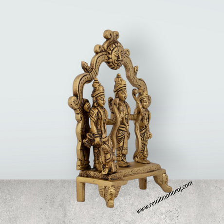 Ram Darbar Statue with Arch - 7 x 5.5 Inches | Brass Statue/ Ram Darbar Murti for Pooja/ 1.092 Kgs Approx - Retail Maharaj