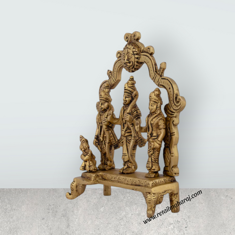 Ram Darbar Statue with Arch - 7 x 5.5 Inches | Brass Statue/ Ram Darbar Murti for Pooja/ 1.092 Kgs Approx - Retail Maharaj