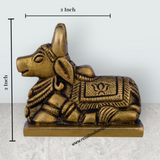 Nandi Statue With Base – 2 X 2 Inches | Nandi Murti/ Antique Brass Idol/ Nandhi Statue For Worship - Retail Maharaj