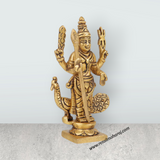 Murugan Statue Standing On Base - 5 x 2.5 Inches | Antique Brass Idol/ Murugan Silai with Peacock for Pooja - Retail Maharaj