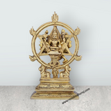 Chakrathazhwar Idol - 7 x 5 Inches | Antique Brass Idol/ Chakrathalwar Statue for Pooja/ 1.040 Kgs Approx - Retail Maharaj