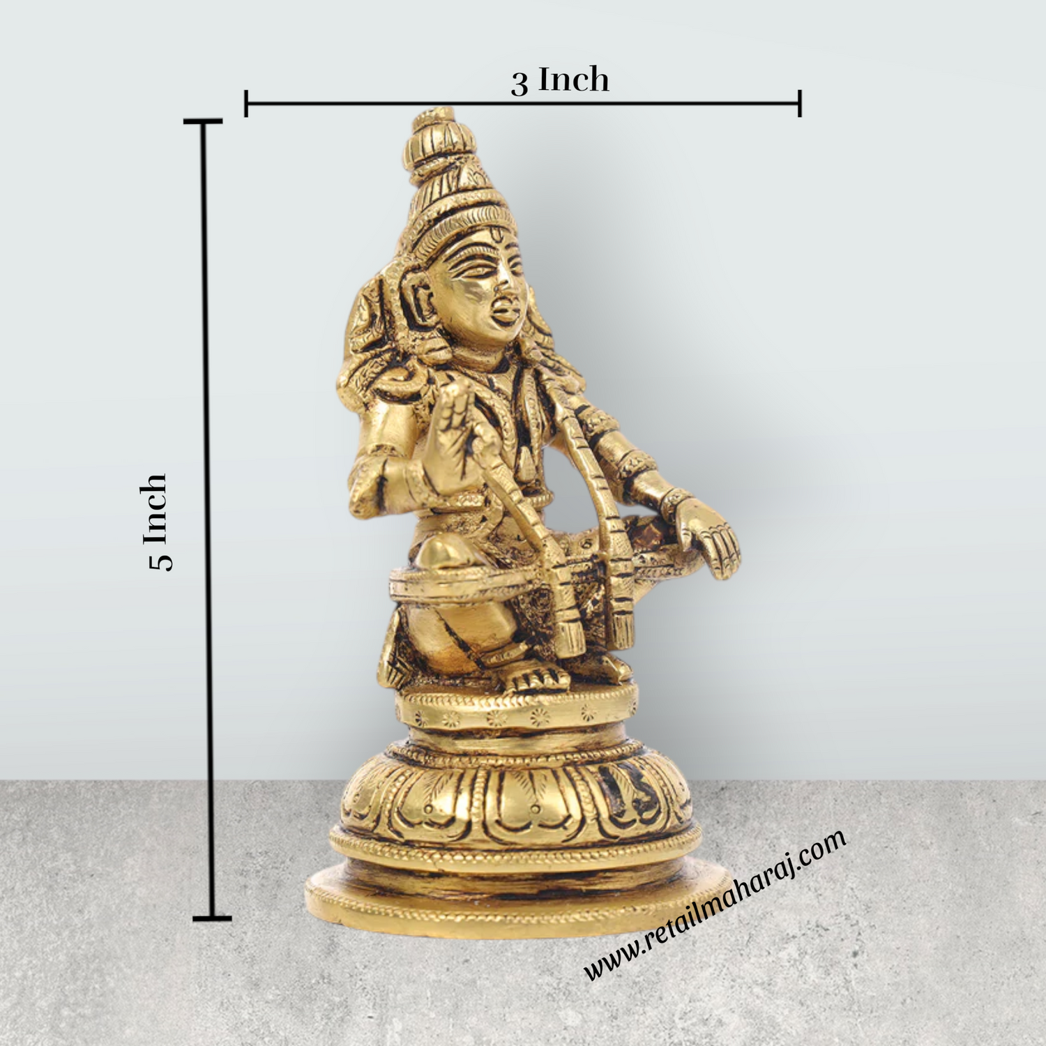 Ayyappan Statue - 5 x 3 Inches | Antique Brass Idol/ Ayyappan Idol for Pooja - Retail Maharaj