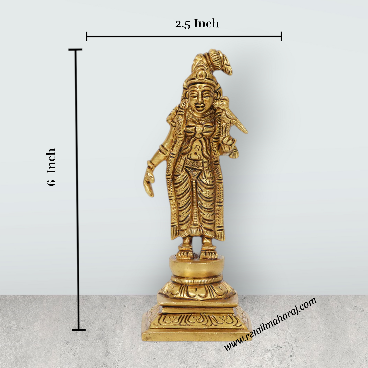 Andal Statue - 6 Inches | Antique Brass Statue/ Andal Idol for Pooja/ 500 Gms Approx - Retail Maharaj