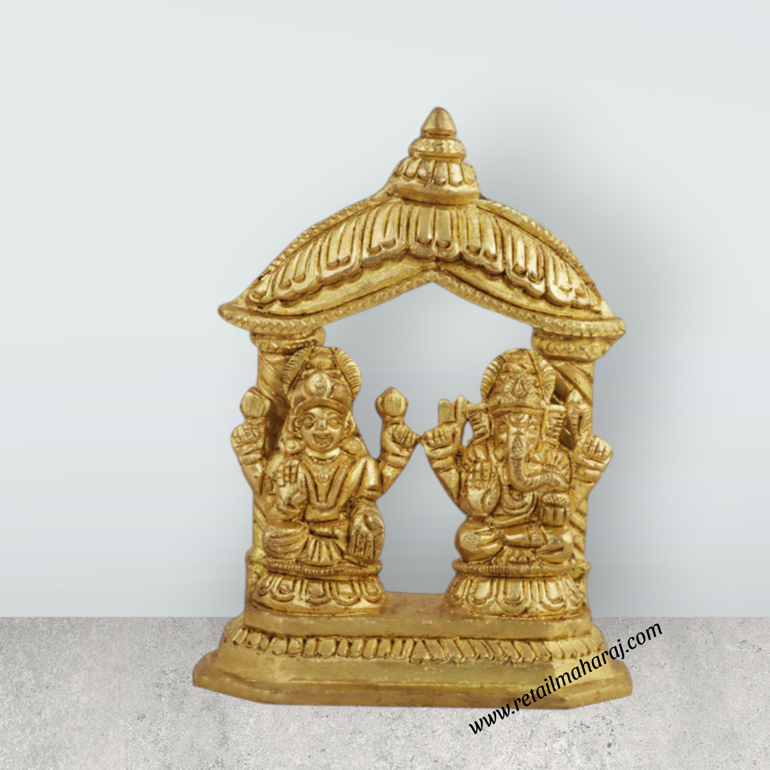 Lakshmi Ganesh Murti - 4.25 Inches | Antique Brass Statue/ Lakshmi Ganesh Murti/ 520 Gms Approx - Retail Maharaj