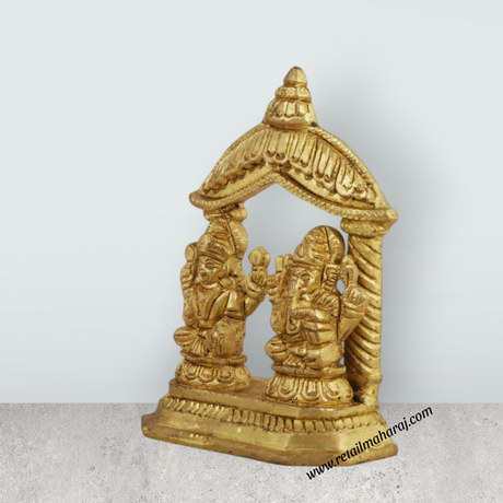 Lakshmi Ganesh Murti - 4.25 Inches | Antique Brass Statue/ Lakshmi Ganesh Murti/ 520 Gms Approx - Retail Maharaj