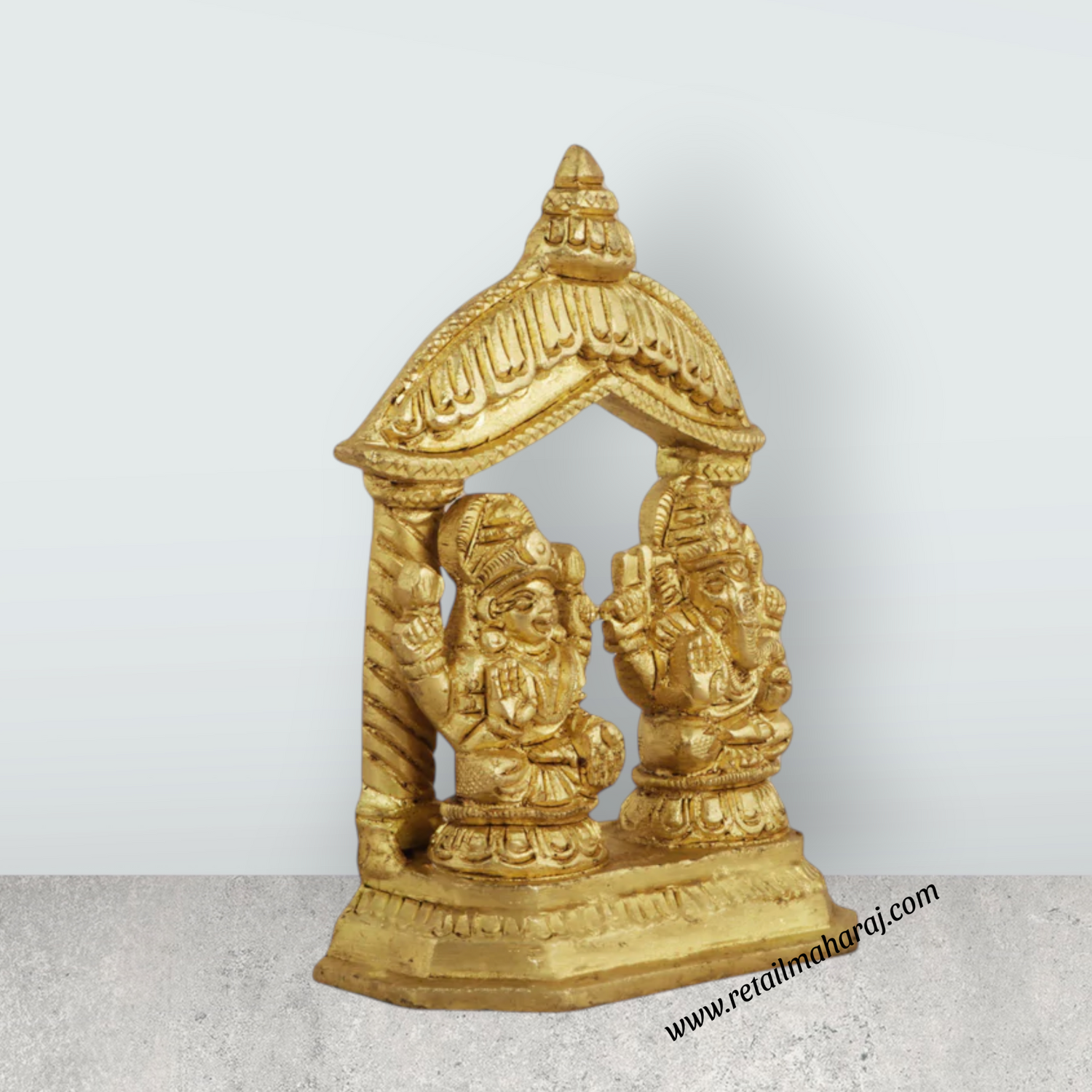 Lakshmi Ganesh Murti - 4.25 Inches | Antique Brass Statue/ Lakshmi Ganesh Murti/ 520 Gms Approx - Retail Maharaj