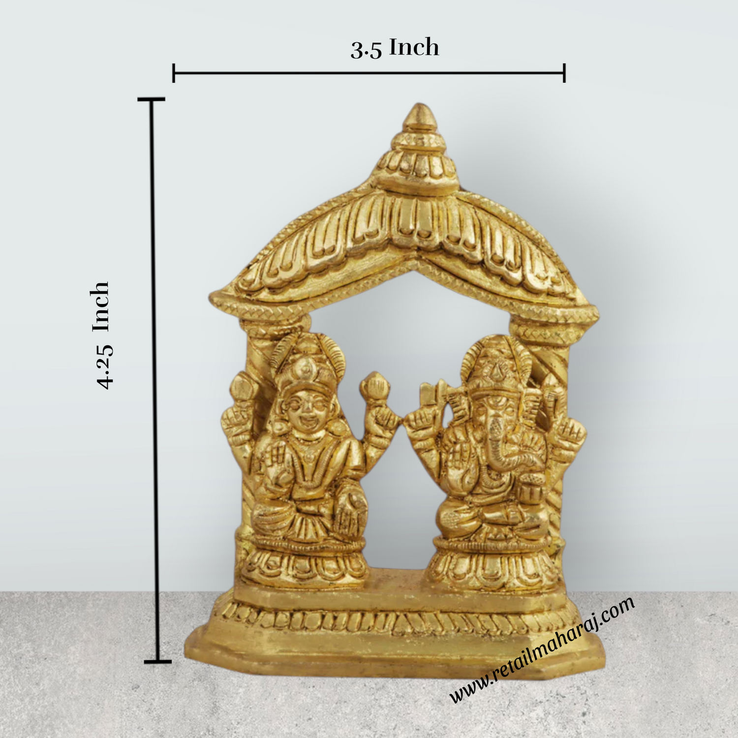 Lakshmi Ganesh Murti - 4.25 Inches | Antique Brass Statue/ Lakshmi Ganesh Murti/ 520 Gms Approx - Retail Maharaj