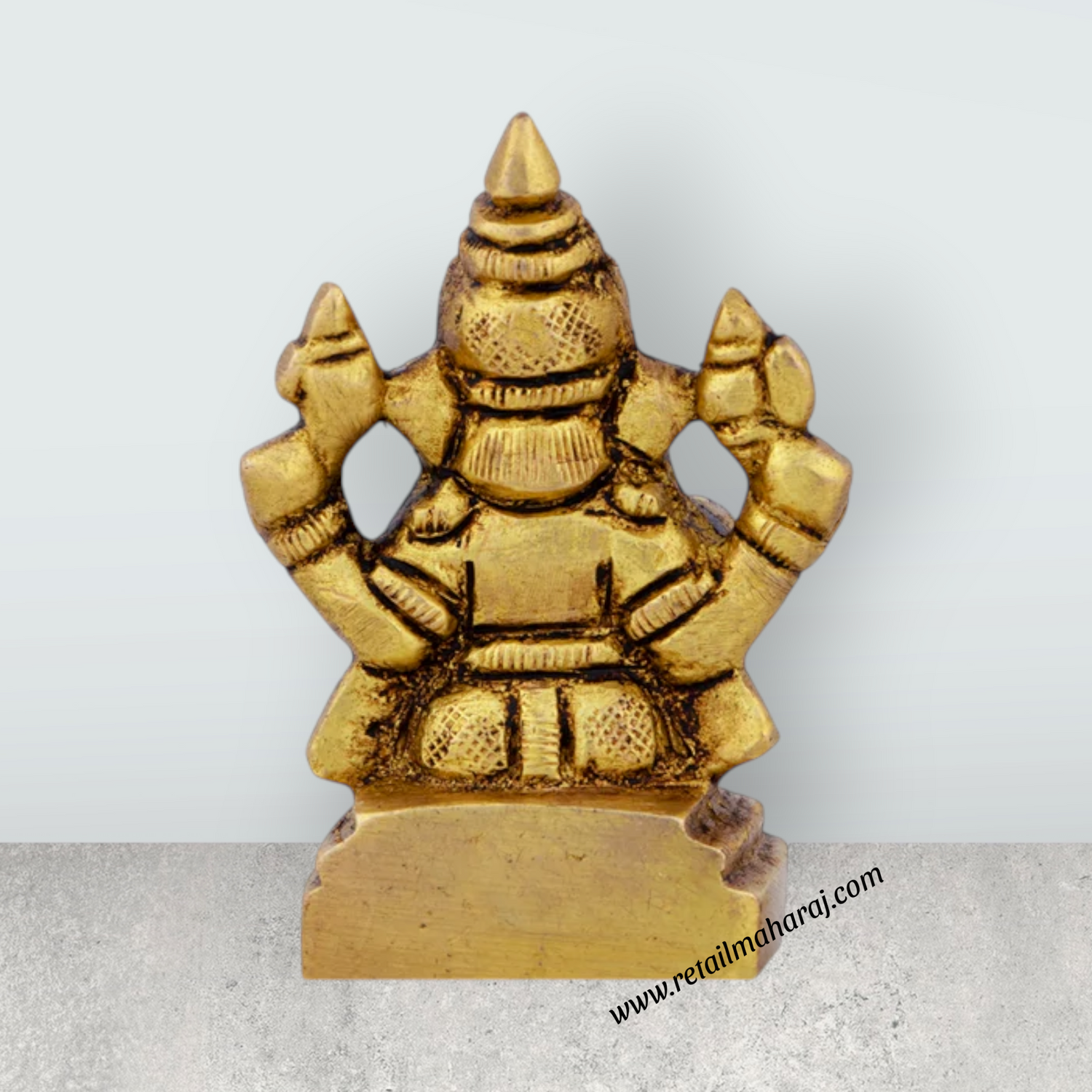 Ganesh Murti - 2 x 1.5 Inches | Ganapati Idol/ Antique Brass Idol/ Vinayagar Statue for Pooja/ 160 Gms Approx - Retail Maharaj